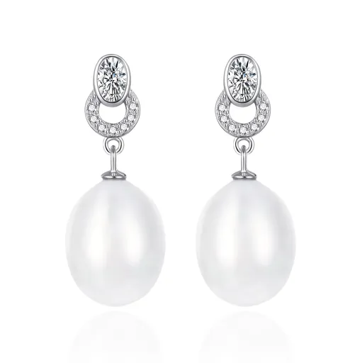 Agato Cercei eleganți din argint cu pietre de zircon și perlă AGT-E096PW-P