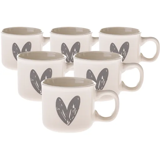 Set de 6 căni ceramice Iniioară I, 90 ml, gri