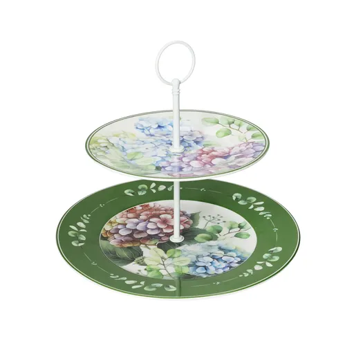 Platou etajat pentru prajituri, Flora, Brandani, D26.5x23 cm, portelan