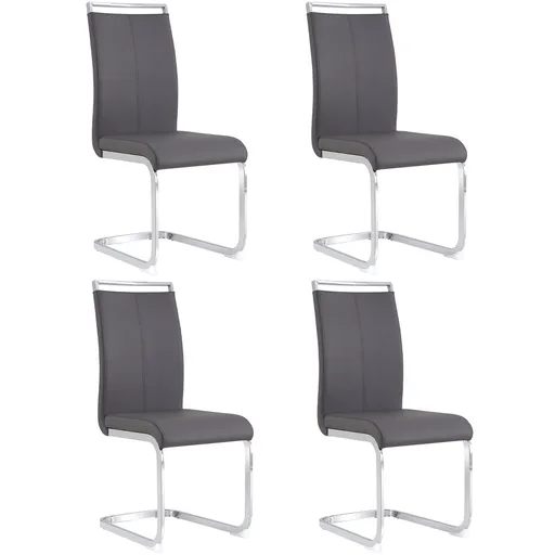 Set de 4 scaune de sufragerie cantilever, Gri | Aosom Romania