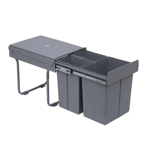 HOMCOM Cos de Gunoi Ecologic cu 3 Containere Separate Capacitate Total 40L, Gri 48x34.2x41.8cm | Aosom Romania