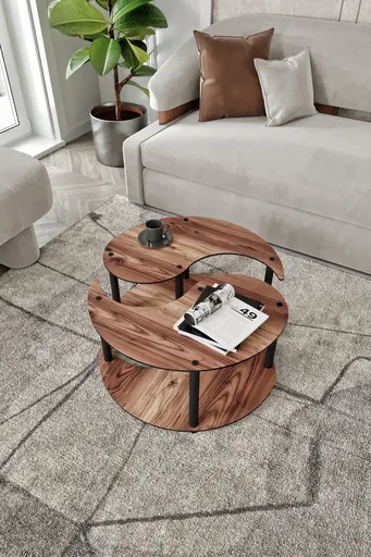 Set masute de cafea, Hanah Home, Yin Yang 2, MDF , Maro