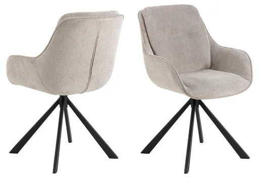 Scaun Carrie, Actona, 58.5x64x87.5 cm, rotativ, tesatura structurata/otel, bej nisip