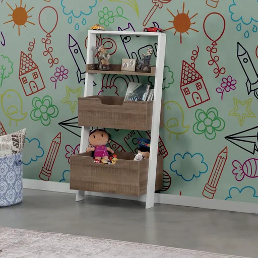 Corp biblioteca, Hanah Home, Low, 59x120x35 cm, Maro inchis