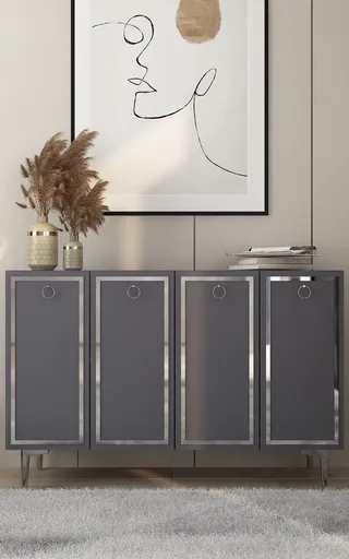 Consola, Hanah Home, Wolly KM120, 120x75x29.6 cm, Antracit / Argintiu