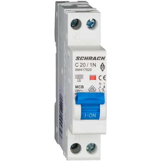 Siguranta automata AMPARO 1P+N 20A, curba C, 4,5kA Schrack AM417520