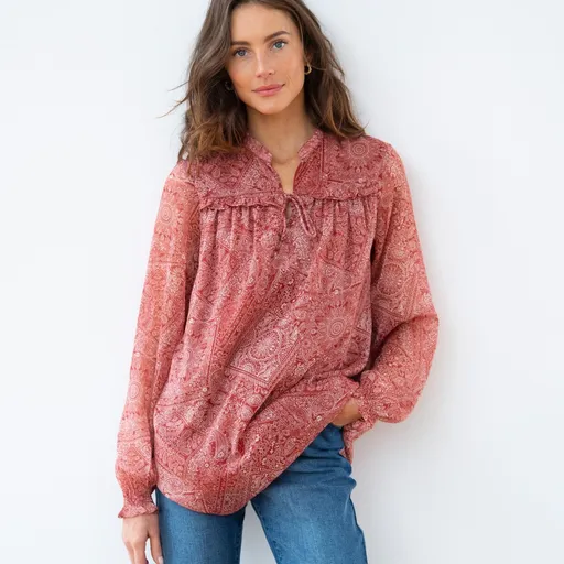 Bluză din voal imprimat