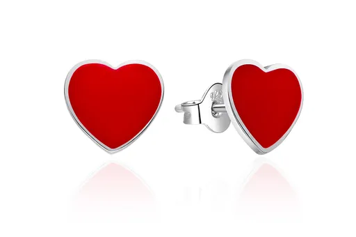 Agato Cercei din argint cu smalț roșu Inima AGT-E154P
