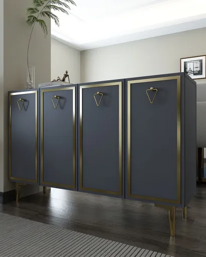 Consola, Hanah Home, 8160KM-1, 120x75x29.6 cm, PAL , Antracit / Aur