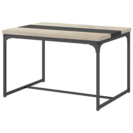HOMCOM Masă de dining pentru 6 persoane, stil industrial în metal negru și lemn, dim. 120L x 89l x 75,5H cm | Aosom Romania
