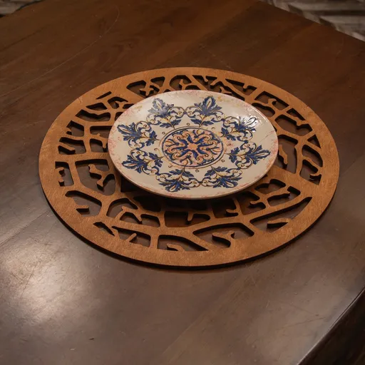 Set de covorașe de masă din lemn, Hermia, 790PYN1103, Dimensiune: 36 x 36 cm (4 bucăți), Maro