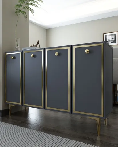 Consola, Hanah Home, 8161KM-1, 120x75x29.6 cm, PAL , Antracit / Aur