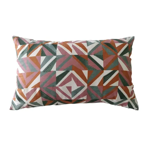 Pernă dreptunghiulară din velur cu motiv geometric