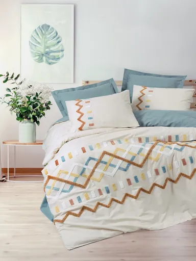 Lenjerie de pat dubla, L'essentiel Maison, Mellow, Bumbac Ranforce, Verde menta