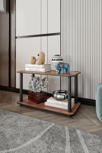 Masuta de cafea, Hanah Home, Bookcase 2-Tiers Rect, 30x38x60 cm, MDF , Maro