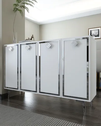 Consola, Hanah Home, 8159KM-1, 120x75x29.6 cm, PAL , Alb / Argintiu