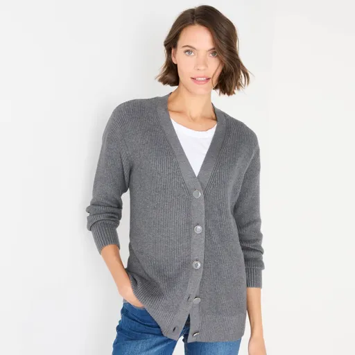 Pulover lung cu nasturi