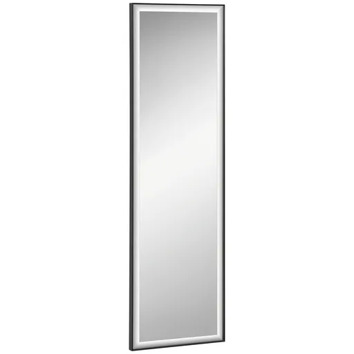 HOMCOM Oglindă de Perete dim. 120L x 35l cm - Film de Securitate Anti Explozie, Sistem de Atașare Inclus - Cadru Aliaj Aluminiu Negru | Aosom Romania
