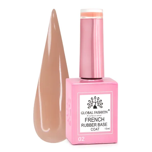 Rubber Base Coat French, Global Fashion, 15 ml, Nude 02, TPO Free