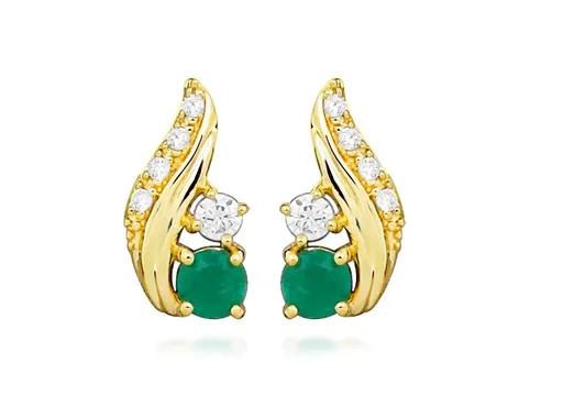 Silver Cat Cercei placați cu aur cu zircon cubic și smarald SC544