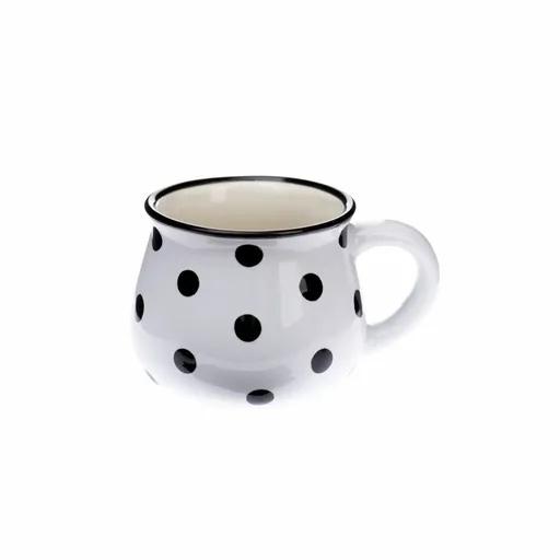 Cană din ceramică Dots 75 ml,  albă, alb + negru, 75 ml