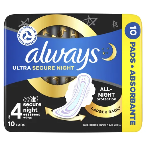 Always Absorbante de noapte Ultra Secure Night S4 10 bucăți