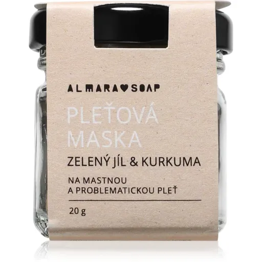 Almara Soap Face Green Clay & Turmeric masca de fata pentru curatare pentru ten gras si problematic 20 g