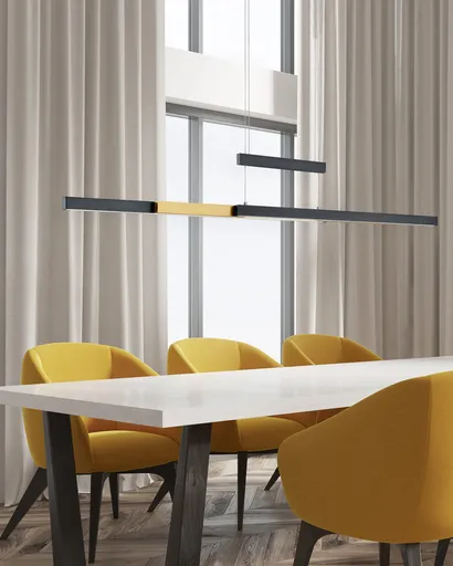 Lustra Trajan, TRIO, 150.5x6x150 cm, 45W, 1x SMD, metal, negru mat/natur