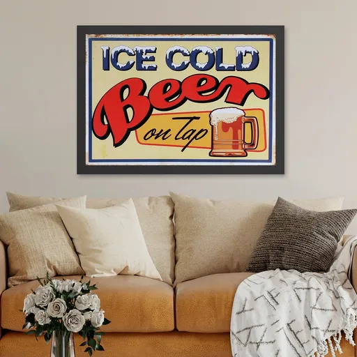 Tablou decorativ, Ice Cold Beer On Tap (55 x 75), Polistiren, Multicolor