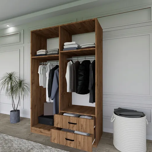 Dulap pentru haine, Hanah Home, Yaman 1600-028, 120x180x45 cm, Maro