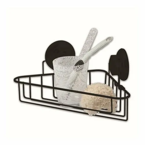 Raft de colț pentru baie Compactor Bestlock Black, 12,8 x 23,8 x 23,8 cm, negru