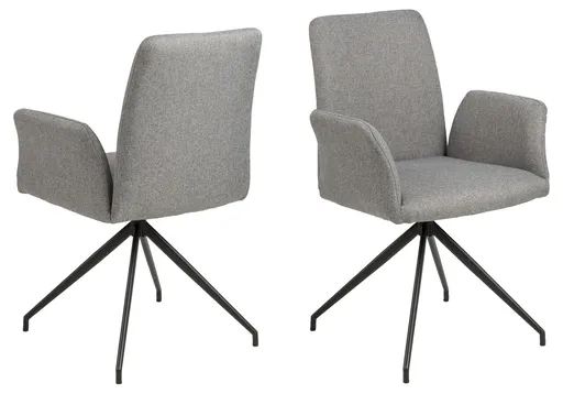 Scaun Naya, Actona, 59x59x88 cm, rotativ, poliester/otel, gri deschis