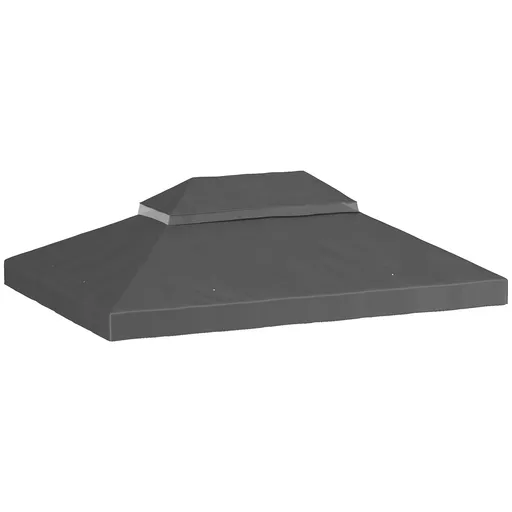 Outsunny Acoperiș de rezervă pentru pavilion, 3 x 4 m, husă de rezervă cu orificii de scurgere, poliester, protecție solară, UPF30+, Gri închis | Aoso
