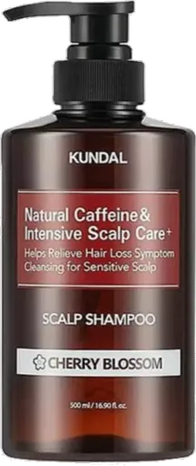 KUNDAL Șampon anti-cădere a părului cu cafeină Natural Caffeine & Intensive Scalp Care+ Cherry Blossom (Scalp Shampoo) 500 ml