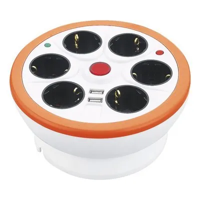 Prelungitor bloc multipriza, 6 prize, 2xUSB 5V 1000mA, cablu 1.5m 3x1mm Strohm SM-GES-054