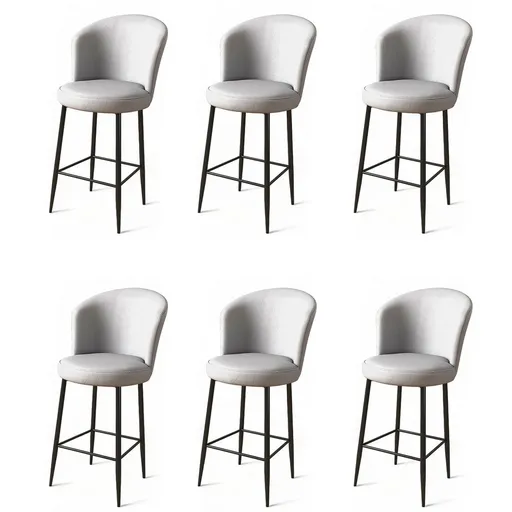 Set de scaune de bar Uras Grey and Black, 6 buc., gri, 6 buc.