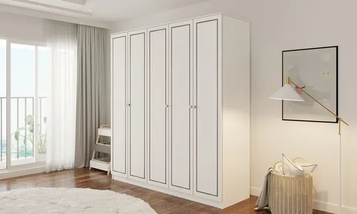 Dulap pentru haine, Hanah Home, Rb-094-02, 175x180x52 cm, Alb mat