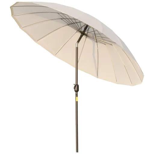 Outsunny Umbrelă de Grădină sau Terasă, Reglabilă cu Manivelă, Crem Alb, Ф255cm | Aosom Romania