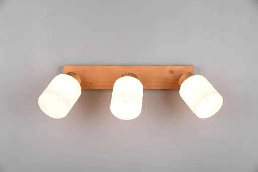 Plafoniera Assam, RL, 45x10x21 cm, 25W, 3x E14, lemn, natur/alb