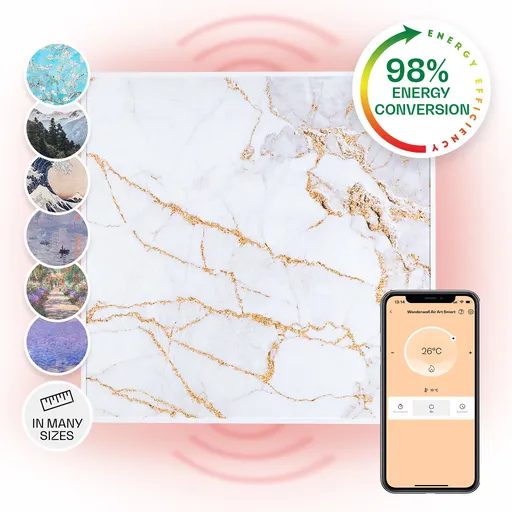 Klarstein Wonderwall Air Art Smart, încălzitor cu infraroșu, 60 x 60 cm, 350 W, aplicație, marmură I