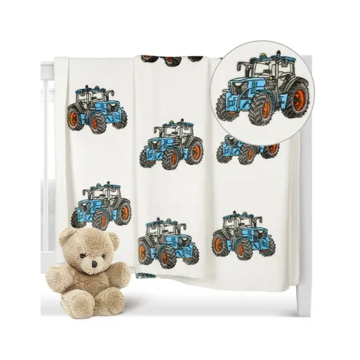 Bellatex Pătură pentru copii Ella Tractoralbastru, 100 x 150 cm