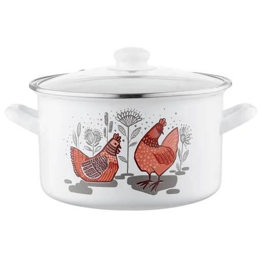 Oală emailată cu capac Emalia Pleszew Rubinka, 22 cm, 4,7 l, diam. 22 cm