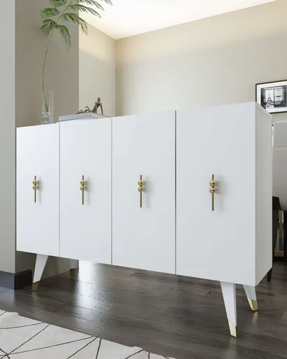 Consola, Hanah Home, 8167KM-32, 120x80x29.6 cm, PAL , Alb/Auriu