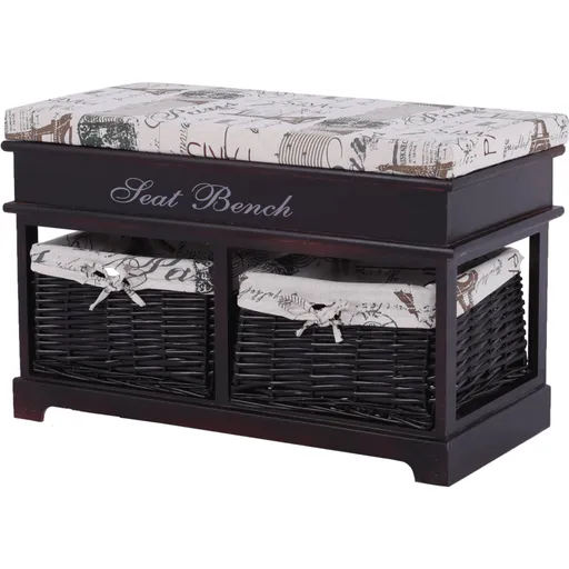 Bancă cu depozitare Bench 3, 70 x 35 x 45 cm, maro