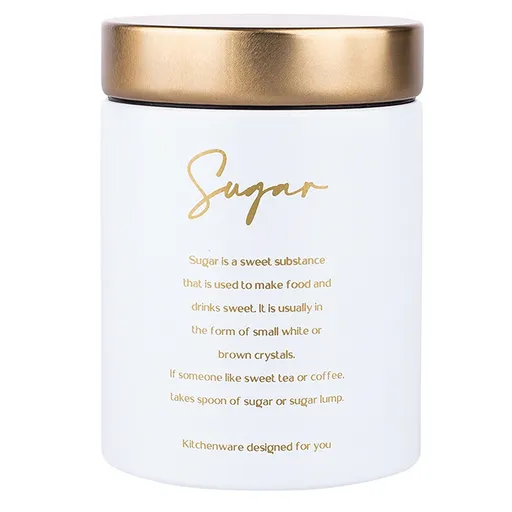 Doză Altom Sugar din tablă, cu capac, , alb