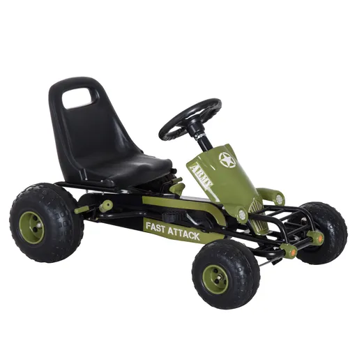 Homcom Go-Kart per Bambini a Pedali, Verde e Nero