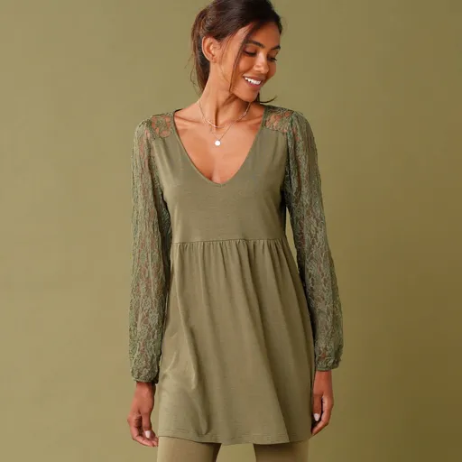 Tunică cu mâneci lungi din dantelă