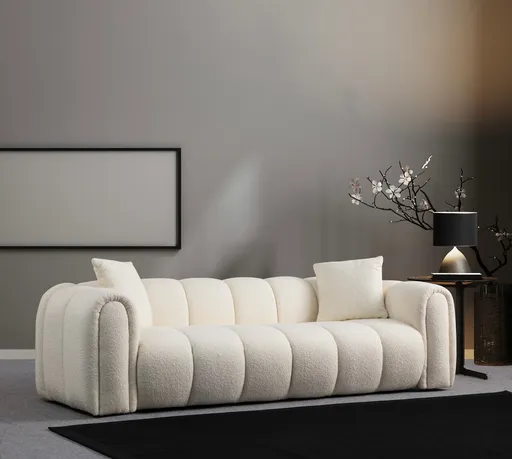 Canapea 3 locuri, Atelier del Sofa, 560ARE1544, Lemn de fag / PAL, Alb