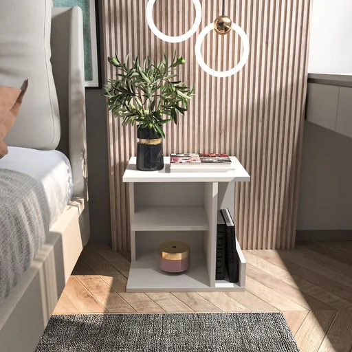 Noptiera, Hanah Home, Karamira, 45x45x35 cm, Alb