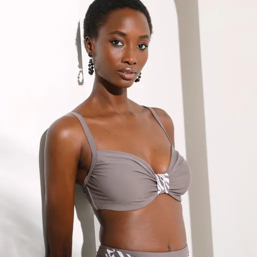 Costum de baie de culoare solidă, cu sutien cu bretele, cu bretele, cu imprimeu zebră